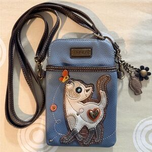 Chala Blue and Brown Cat Crossbody Bag